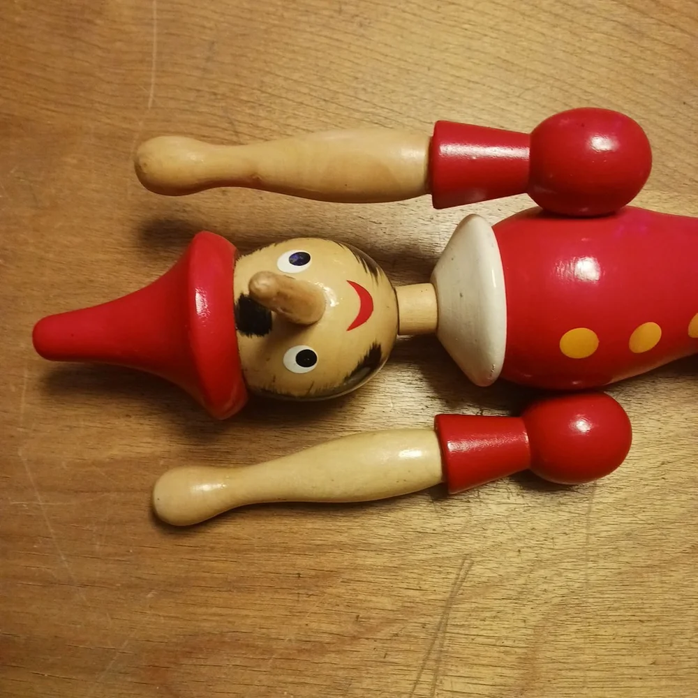 Vintage Pinocchio Wooden Jointed Doll 15.5
